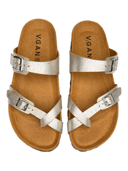 V.GAN Vegan Garlic Metallic Footbed Sandals, Silver - view 2, Silver