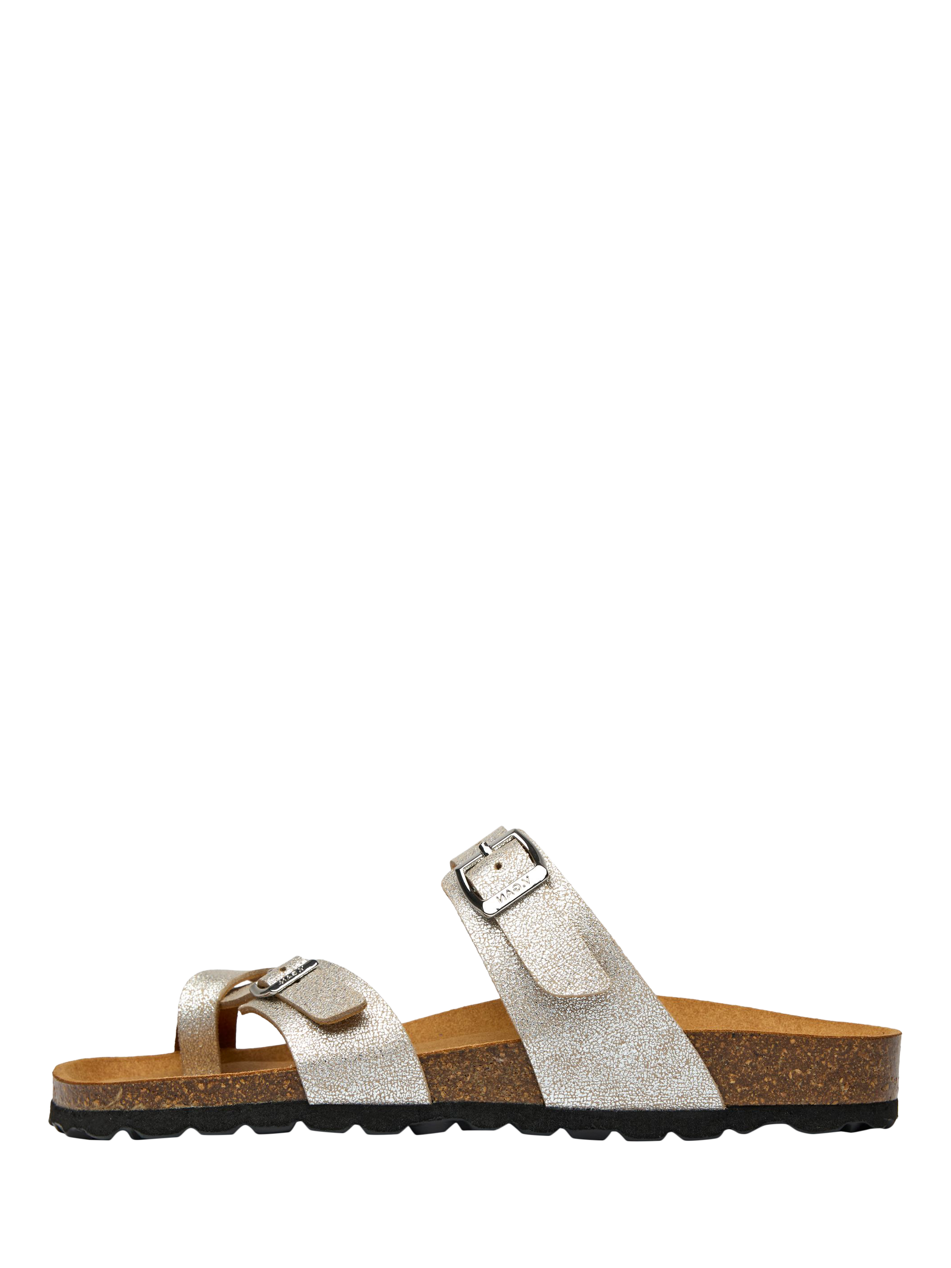 Product image 4 of 4, which shows V.GAN Vegan Garlic Metallic Footbed Sandals, Silver, 3