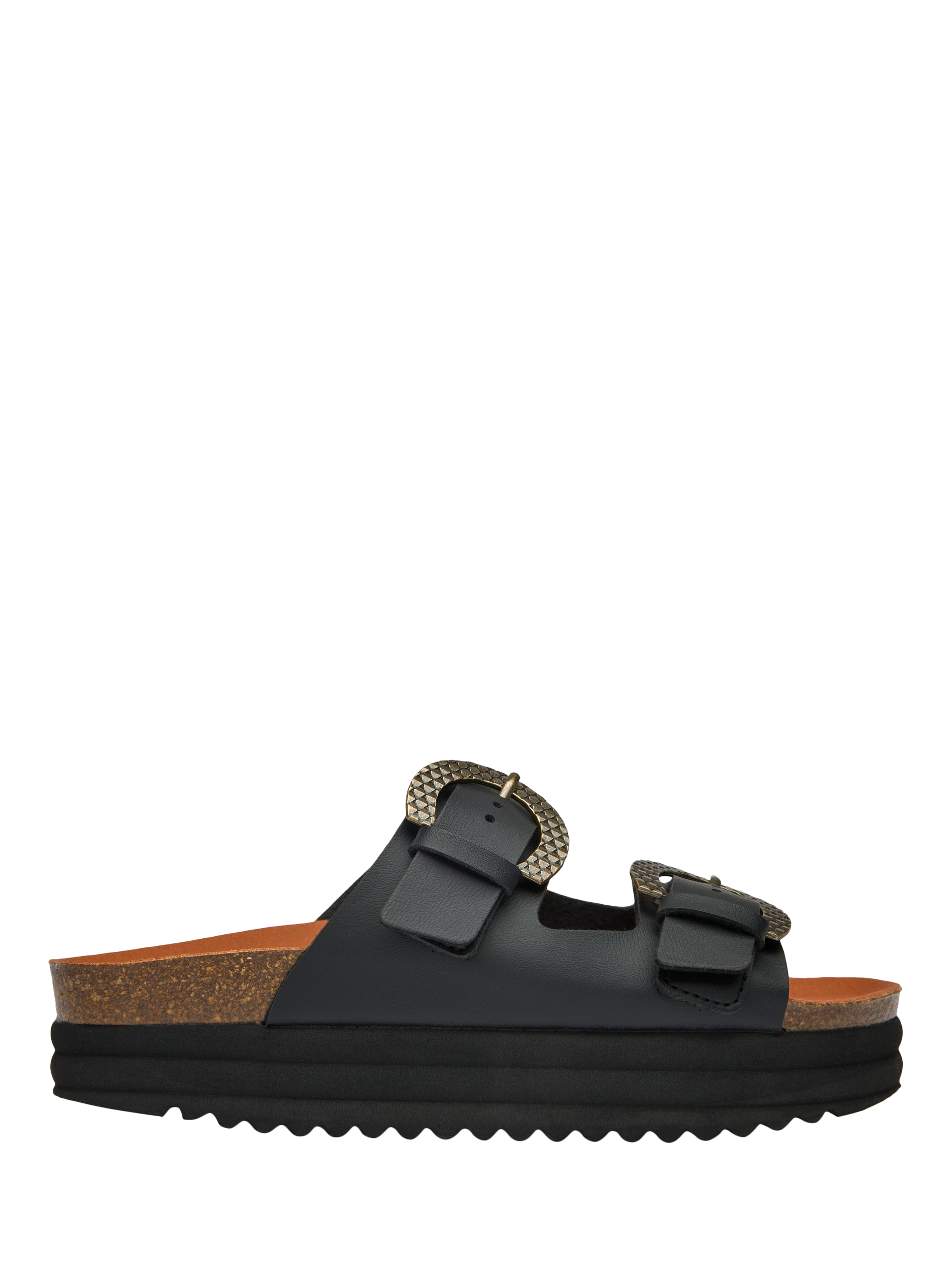 Product image 1 of 3, which shows V.GAN Vegan Plum Flatform Sandals, Black, 3