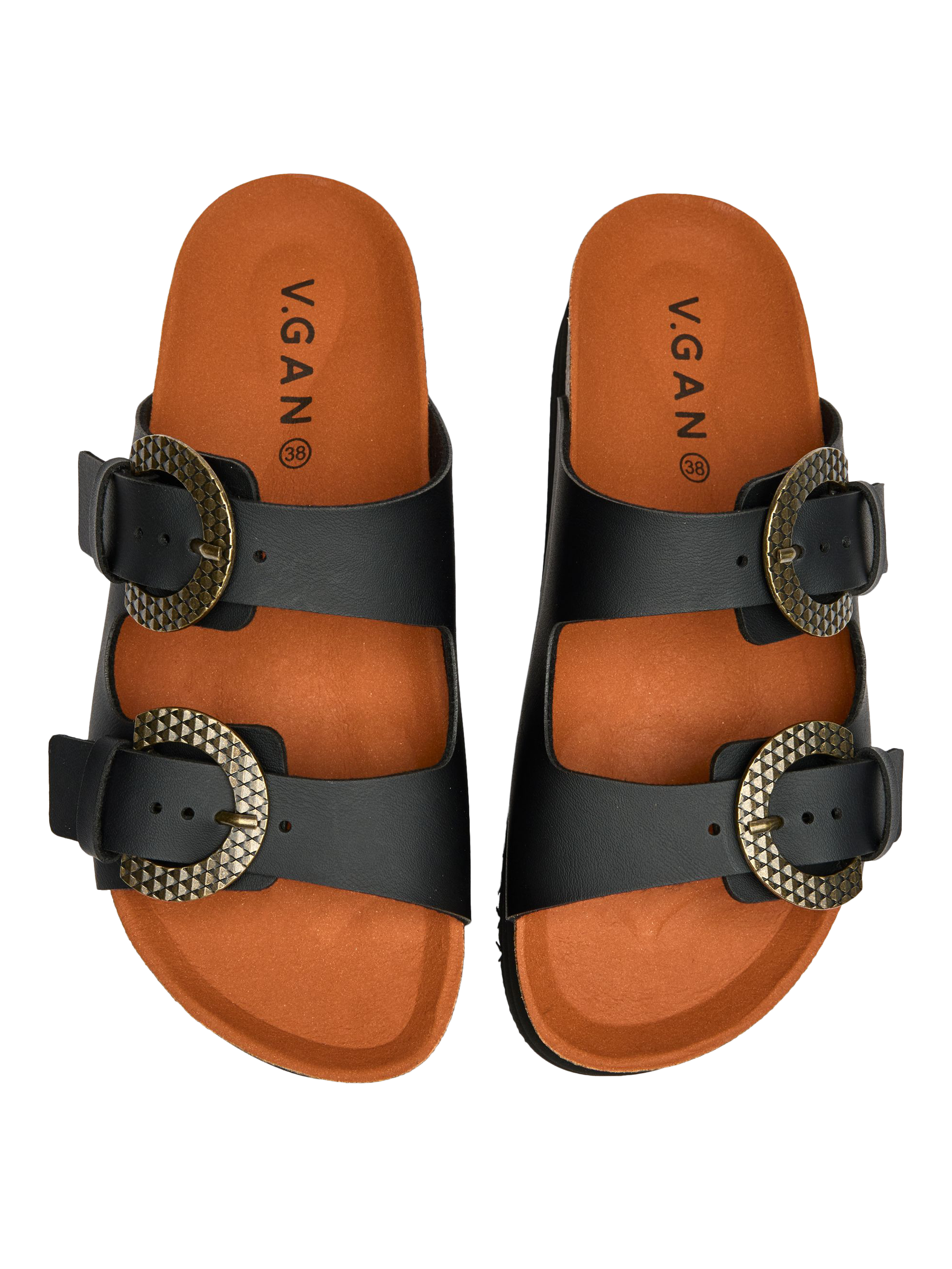 Product image 2 of 3, which shows V.GAN Vegan Plum Flatform Sandals, Black, 3