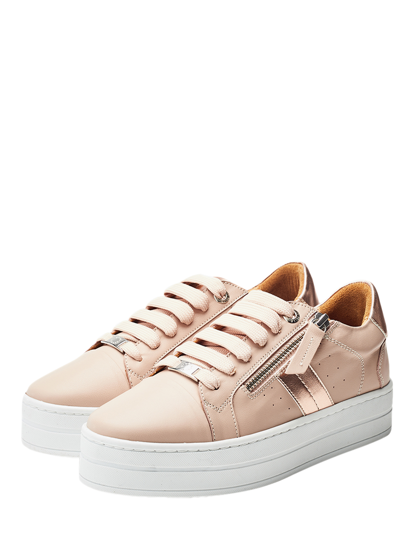 Product image 2 of 4, which shows Moda in Pelle Botani Leather Trainers, Cameo, 3