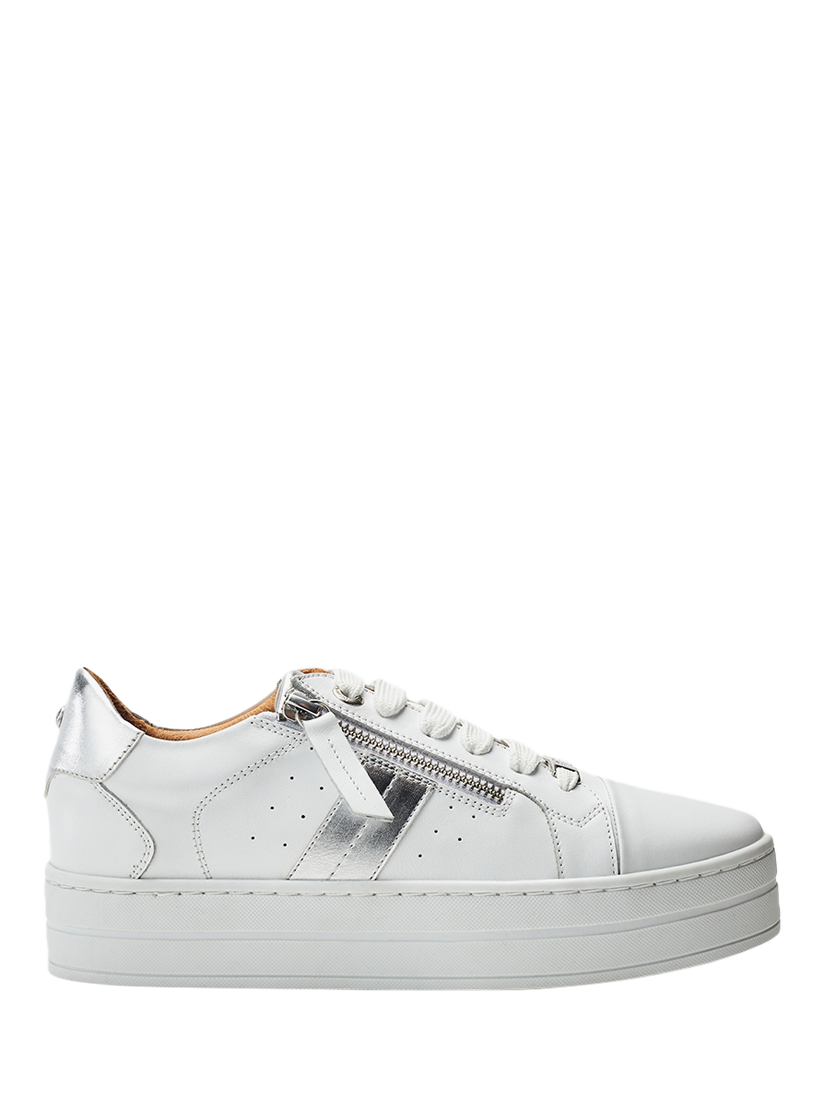 Product image 1 of 4, which shows Moda in Pelle Botani Leather Trainers, White, 3