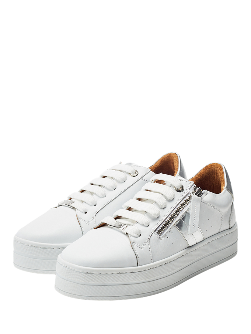 Product image 2 of 4, which shows Moda in Pelle Botani Leather Trainers, White, 3