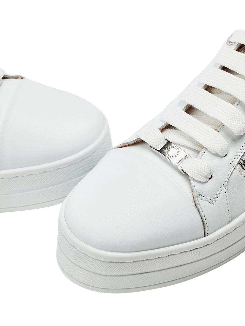Product image 3 of 4, which shows Moda in Pelle Botani Leather Trainers, White, 3