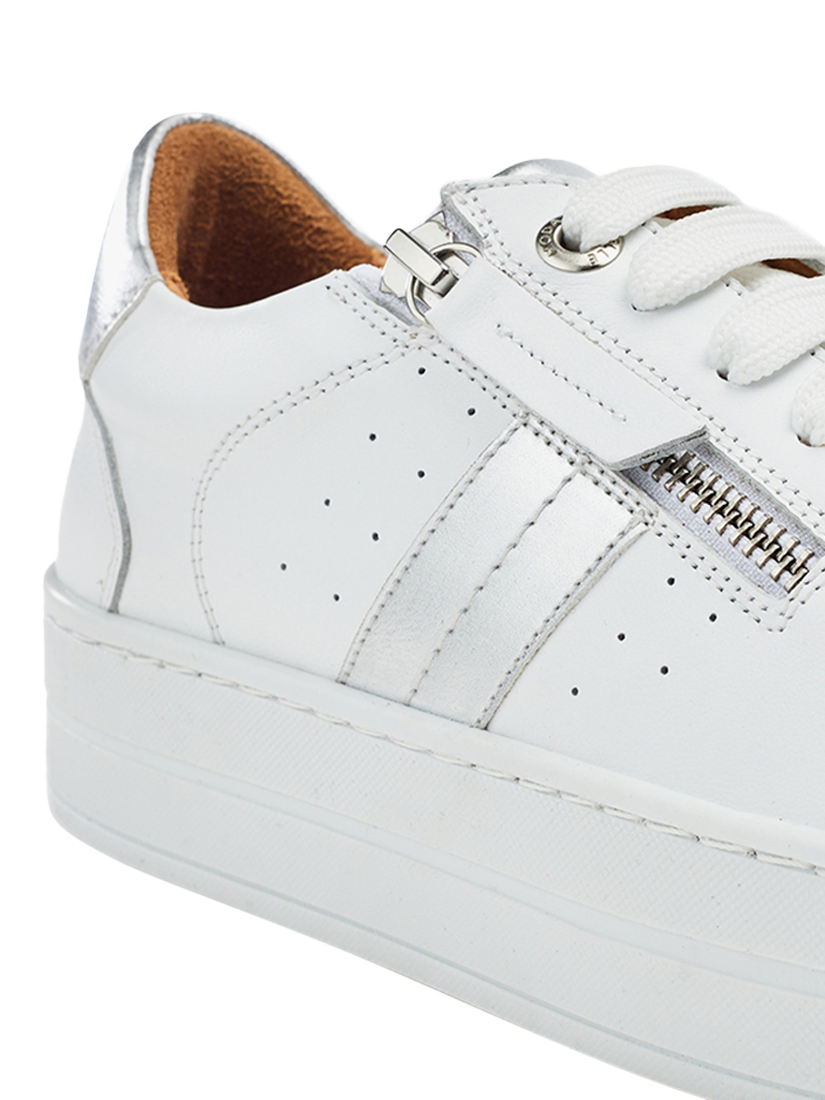 Product image 4 of 4, which shows Moda in Pelle Botani Leather Trainers, White, 3