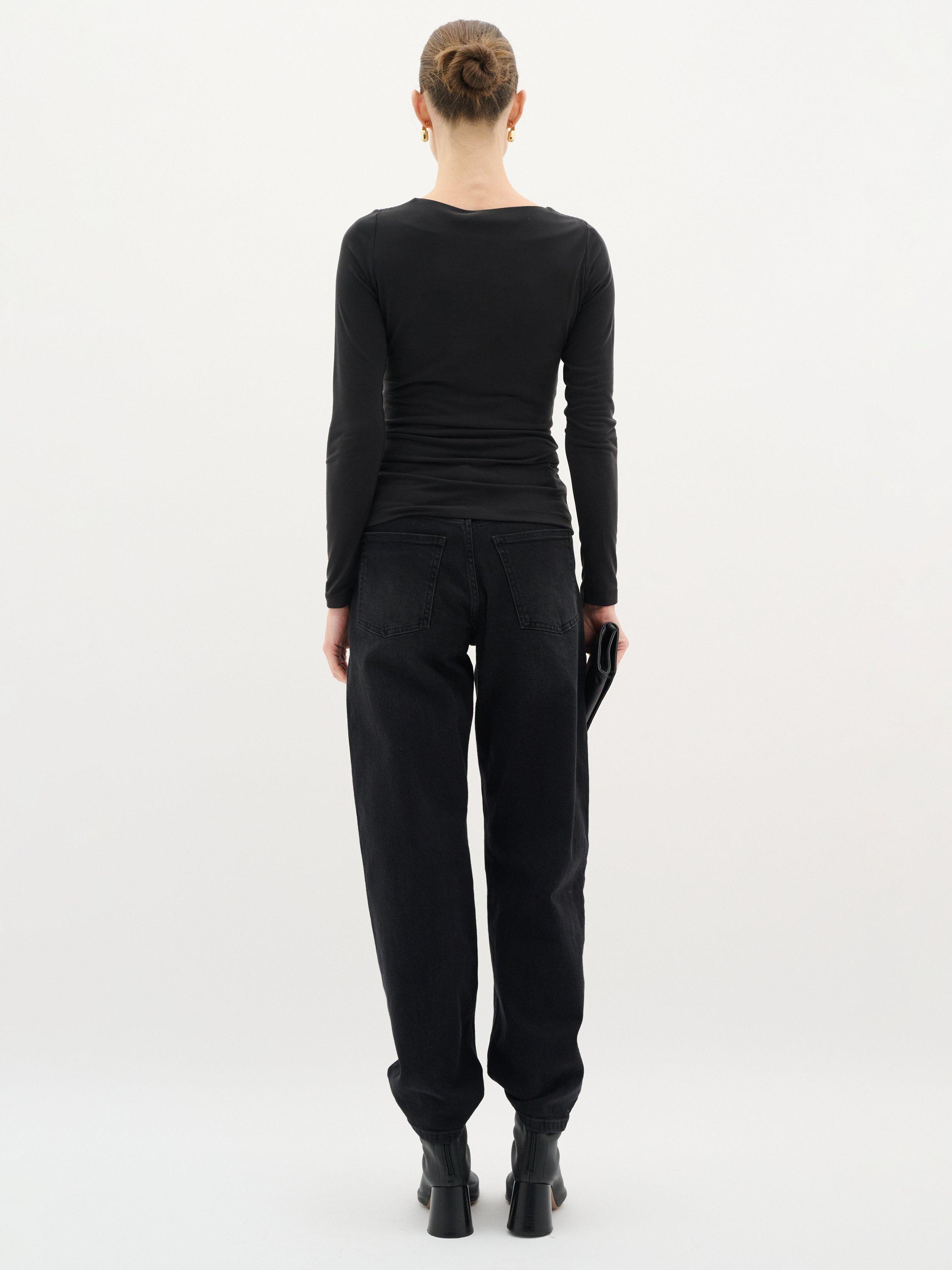 Product image 2 of 6, which shows InWear Penna Ruched Long Sleeve Top, Black, XS