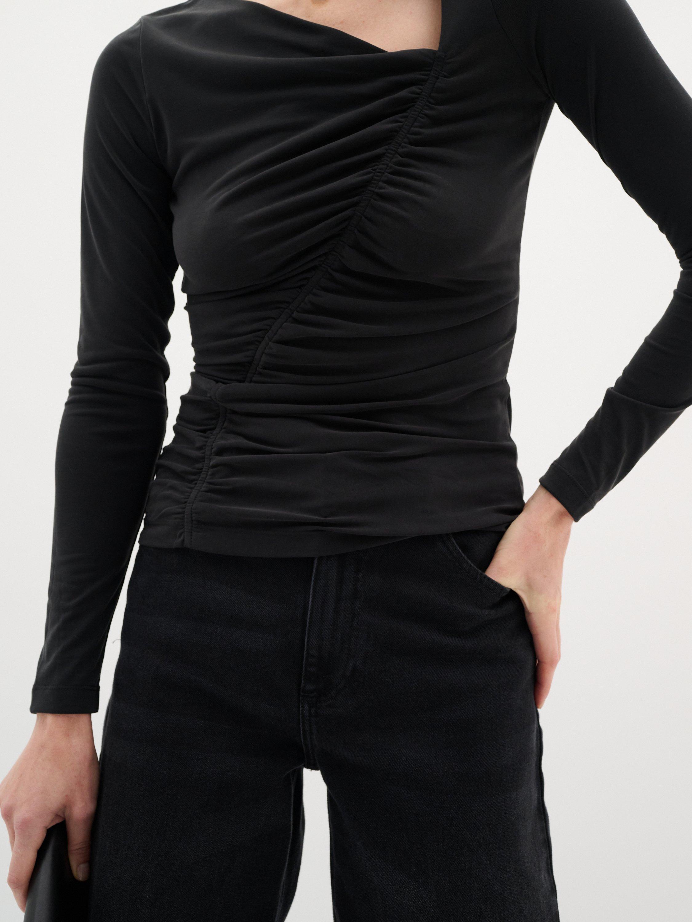 Product image 4 of 6, which shows InWear Penna Ruched Long Sleeve Top, Black, XS