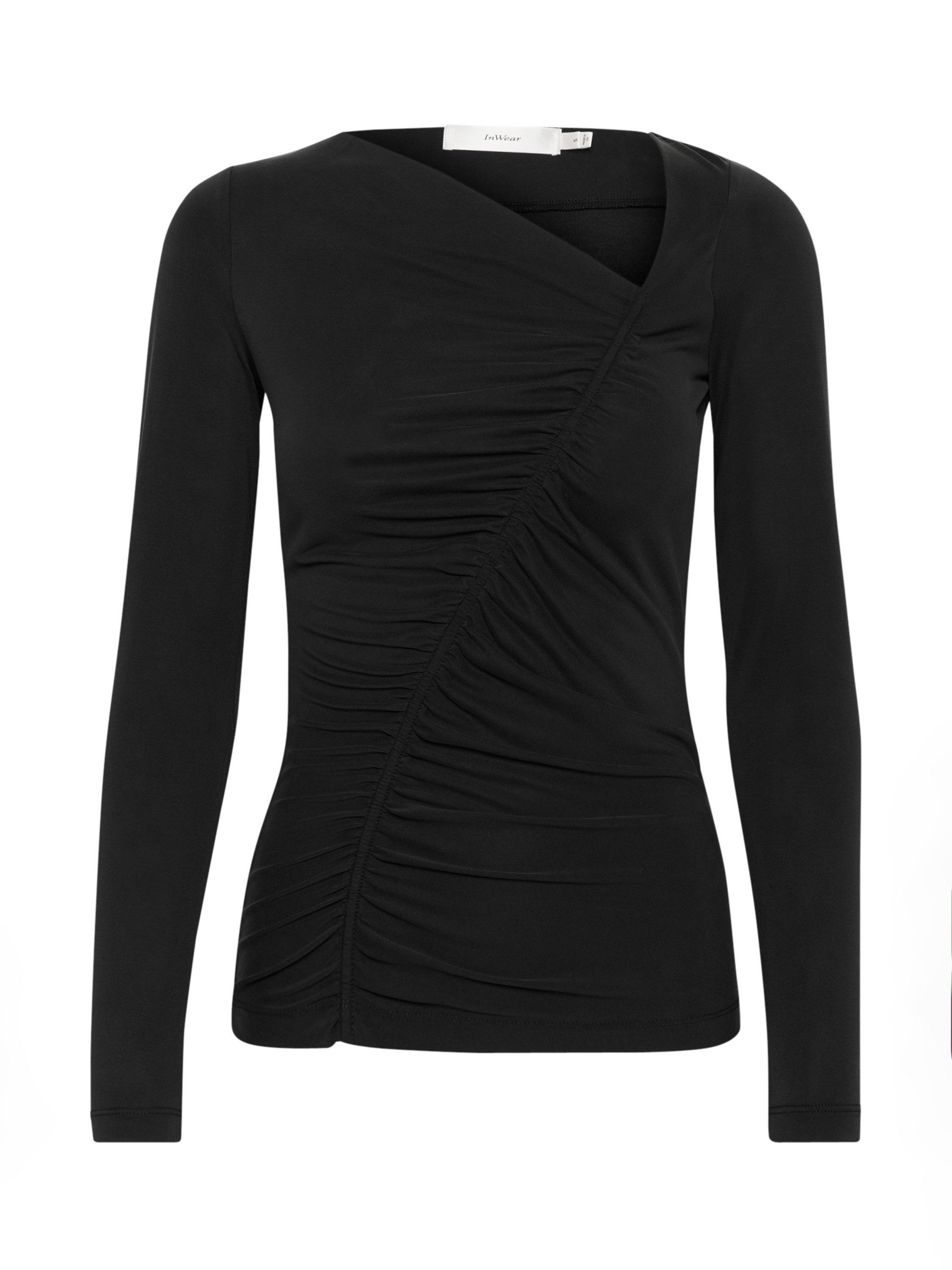 Product image 5 of 6, which shows InWear Penna Ruched Long Sleeve Top, Black, XS