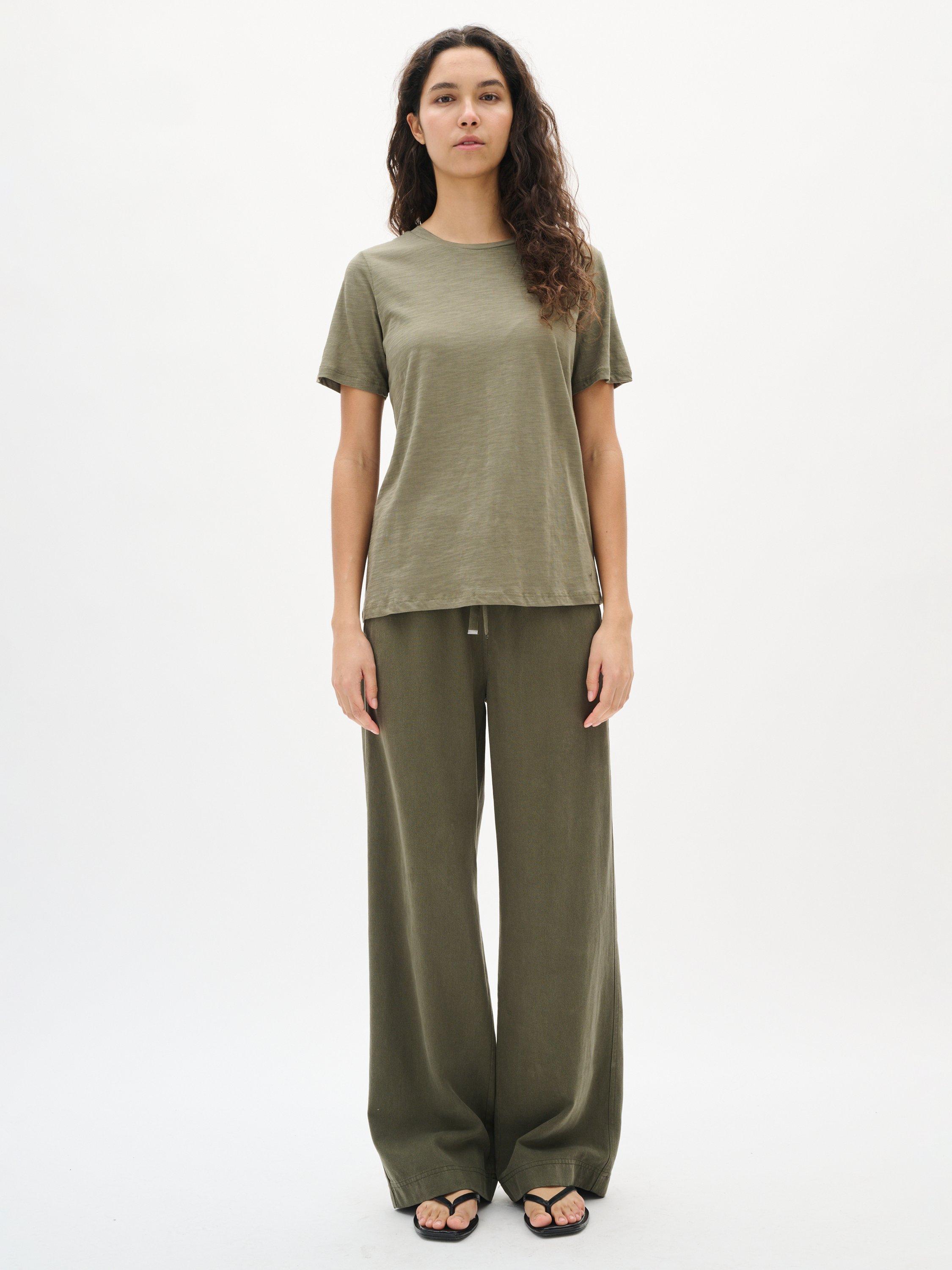 Product image 1 of 6, which shows InWear Ballari Drawstring Waist Trousers, Mid Green, 8