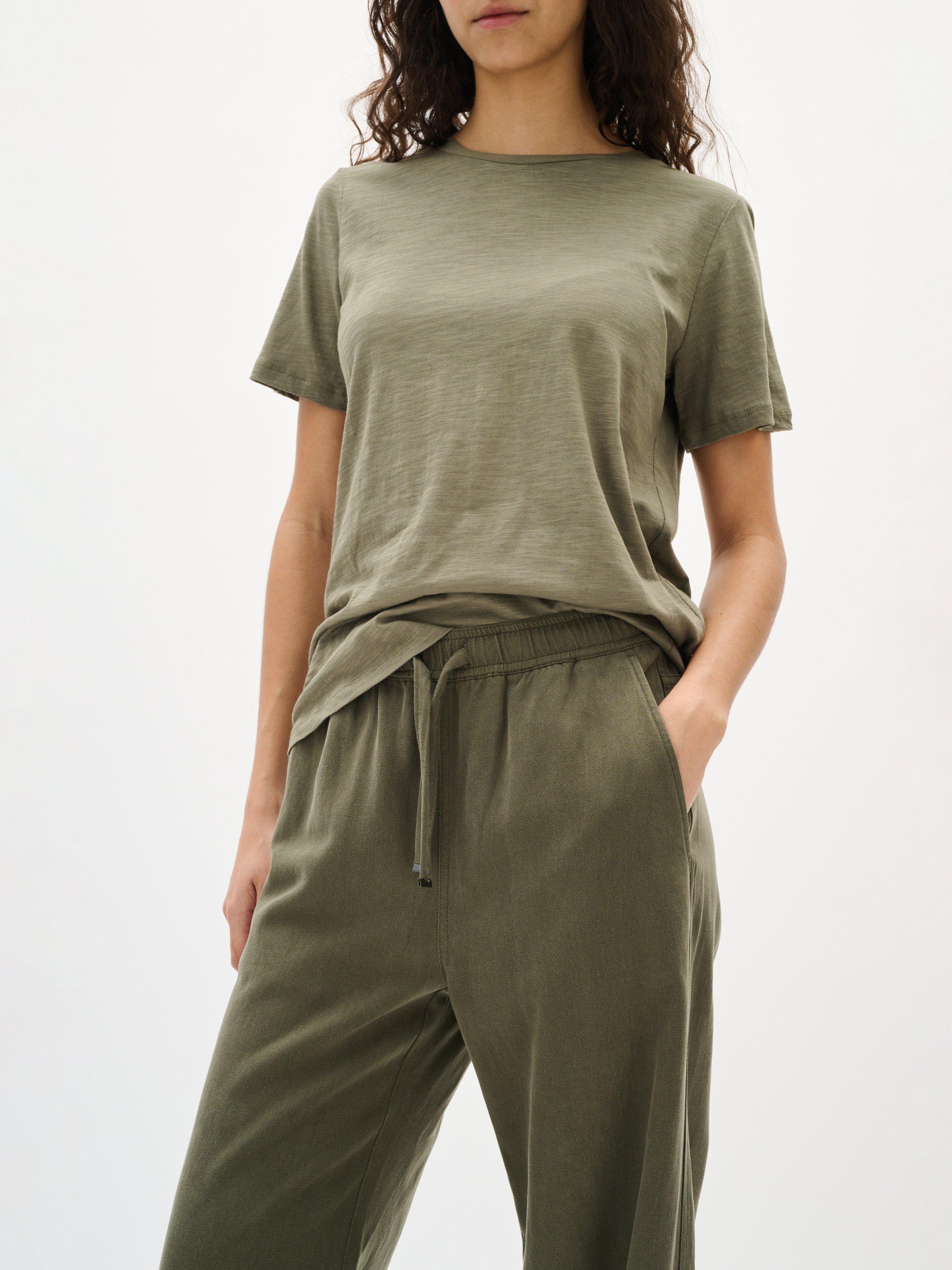 Product image 3 of 6, which shows InWear Ballari Drawstring Waist Trousers, Mid Green, 8