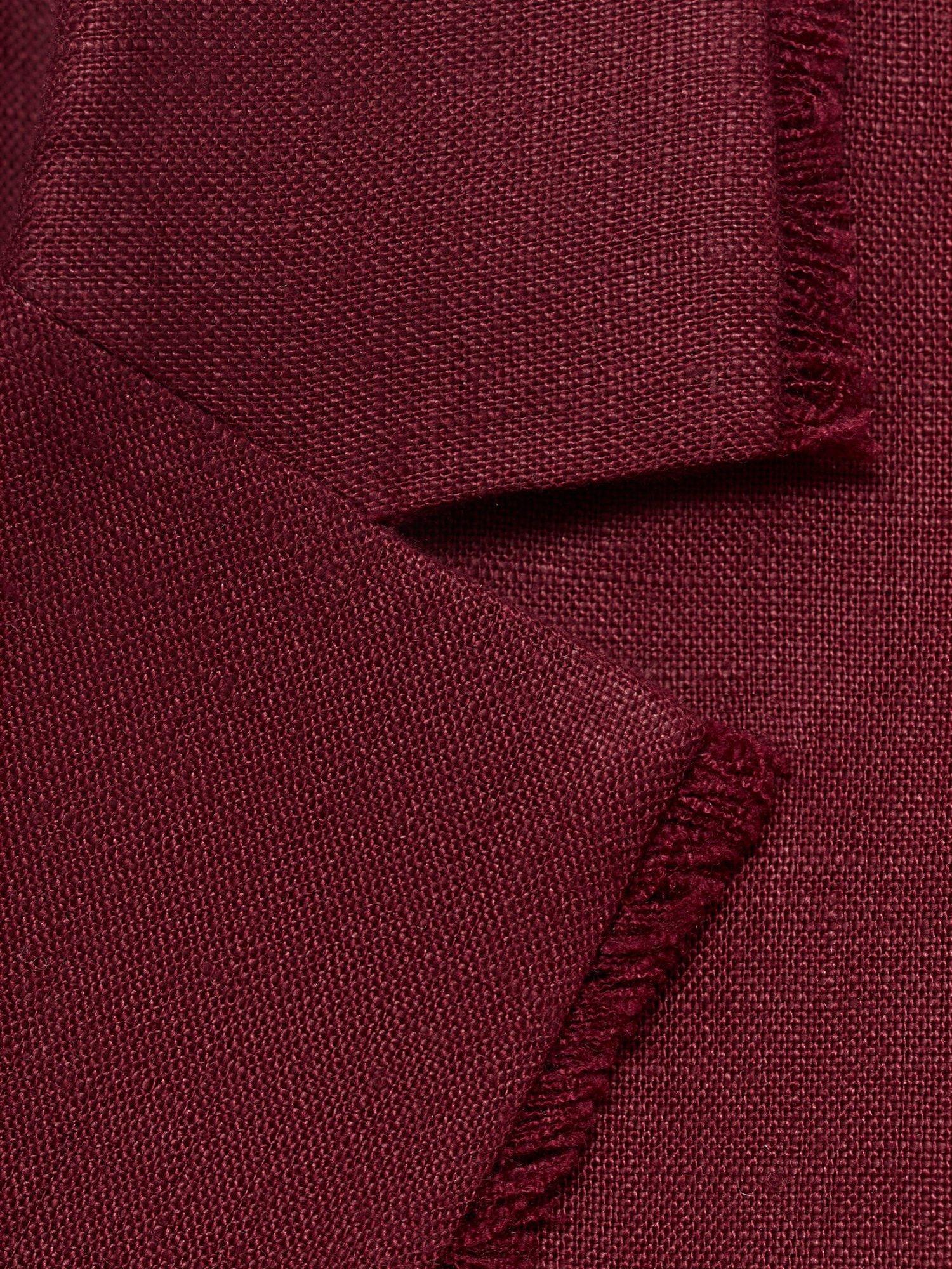 Product image 8 of 8, which shows Mango Tarida Fringe Hem Pure Linen Blazer, Dark Red, XXS
