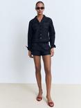 Mango Livia Fitted Denim Jacket, Dark Blue