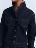 Mango Livia Fitted Denim Jacket, Dark Blue