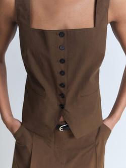 Mango Huga Tailored Wiastcoat, Brown, Brown