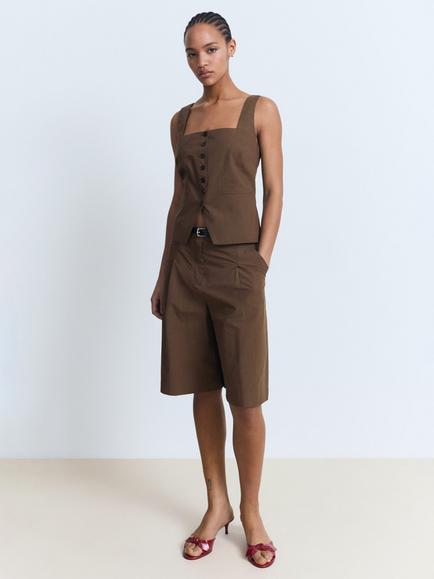 Mango Huga Tailored Waistcoat - view 2, Brown
