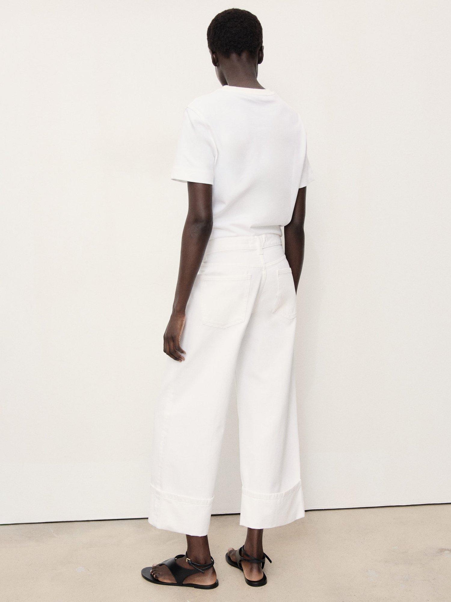 Product image 4 of 8, which shows Mango Gala Wide Leg Jeans, White, 4