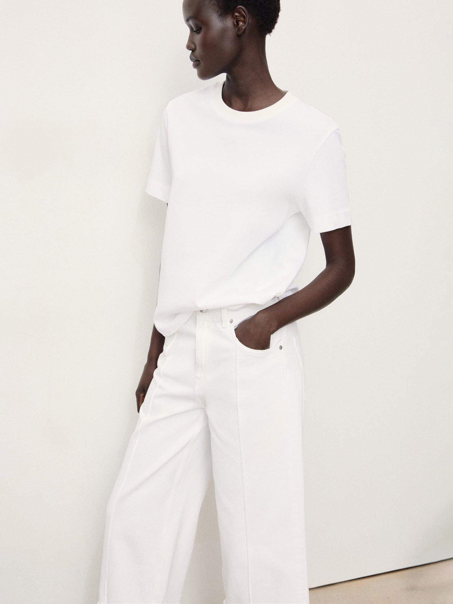 Product image 6 of 8, which shows Mango Gala Wide Leg Jeans, White, 4