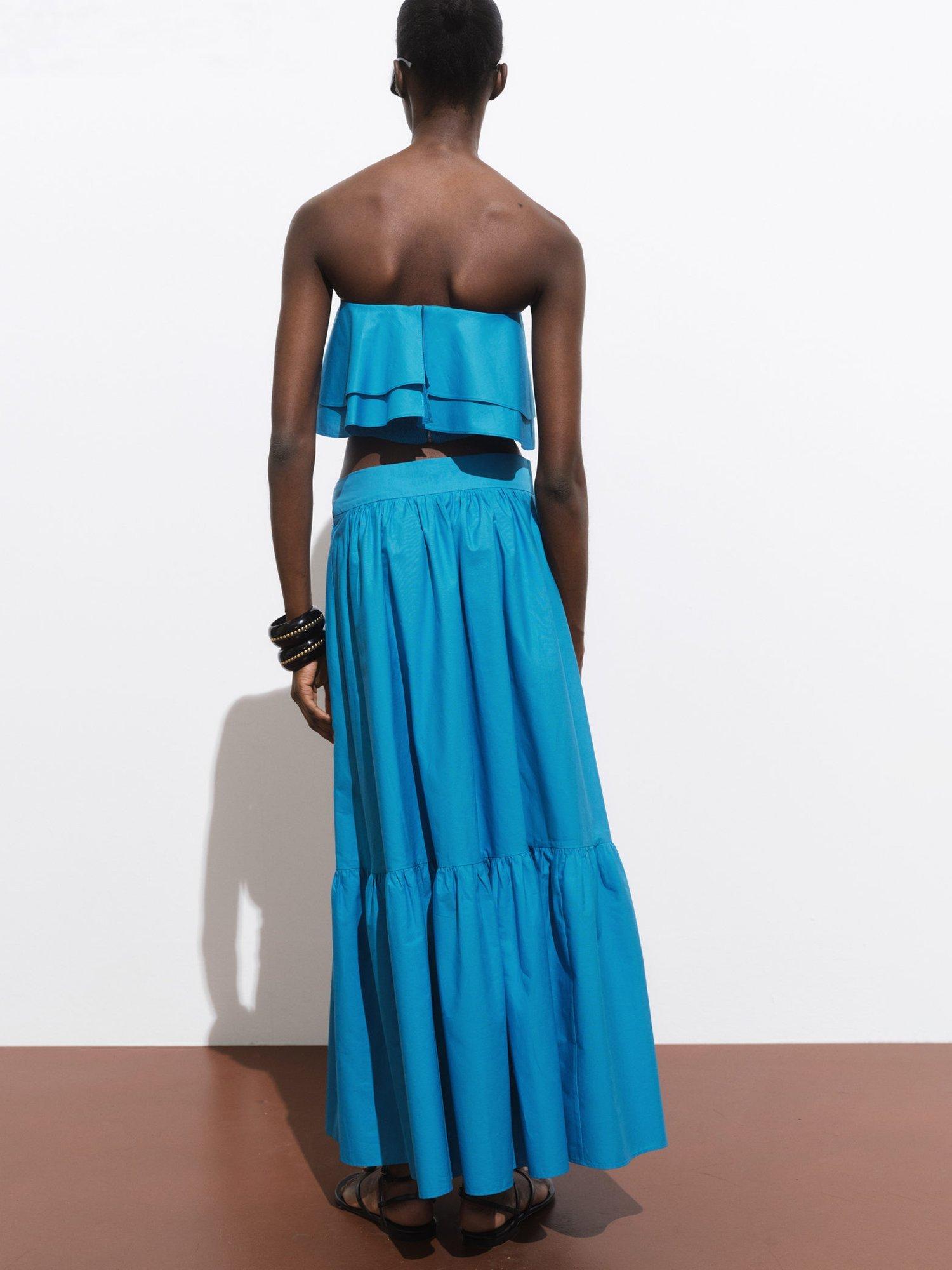 Product image 4 of 7, which shows Mango Daiquiri Tiered Maxi Skirt, Medium Blue, 10