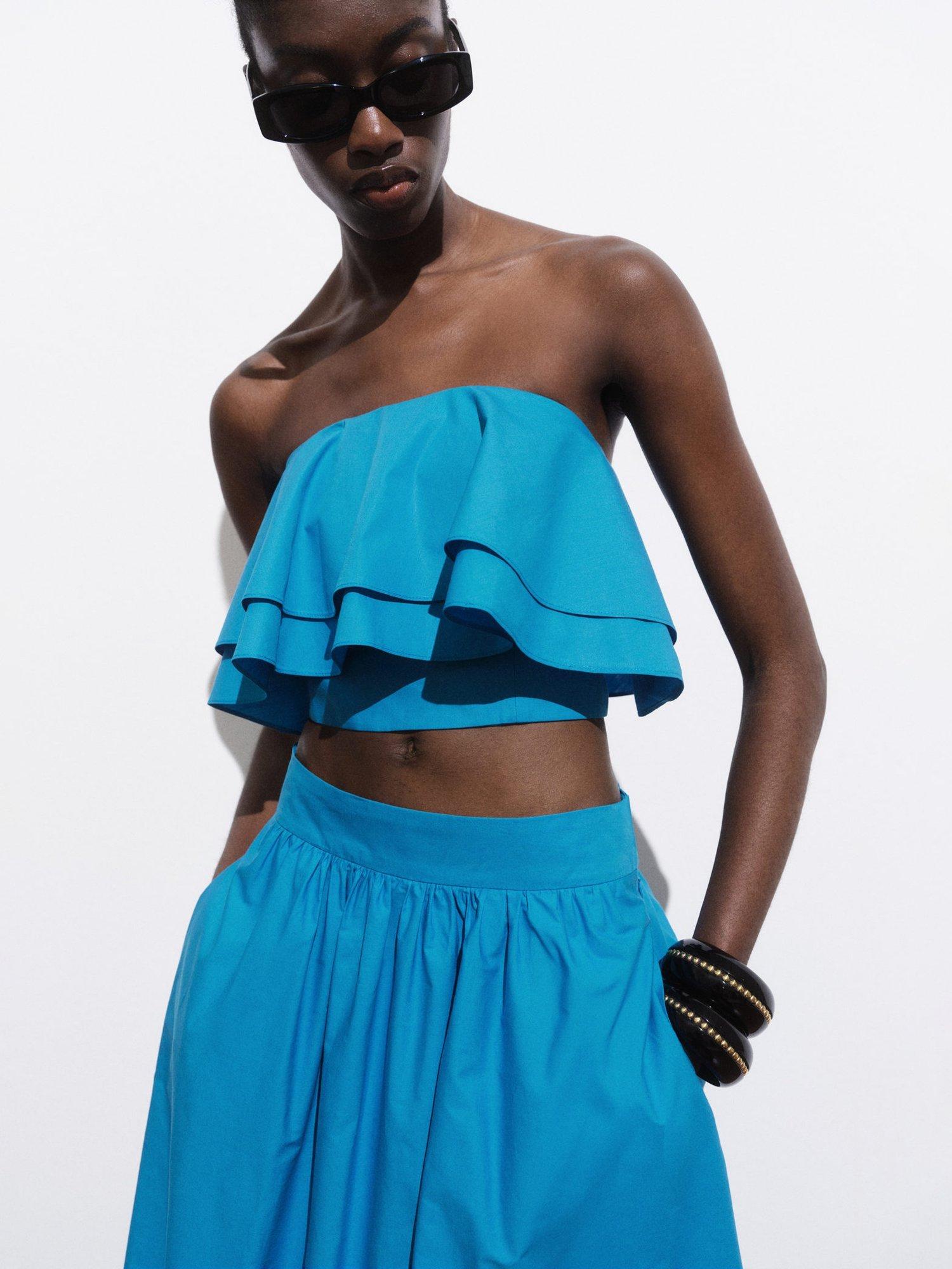 Product image 6 of 7, which shows Mango Daiquiri Tiered Maxi Skirt, Medium Blue, 10