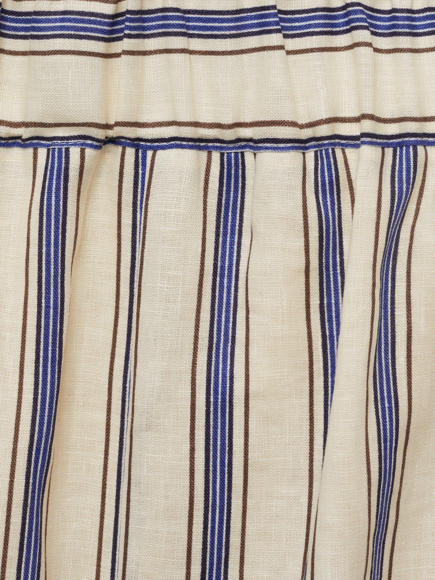 Product image 5 of 7, which shows Mango Fred Stripe Pure Linen Skirt, Light Beige, 4