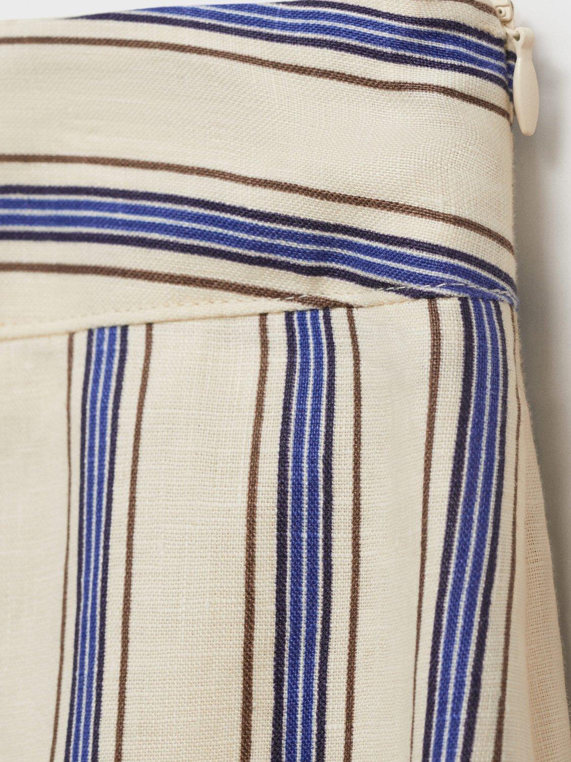 Product image 7 of 7, which shows Mango Fred Stripe Pure Linen Skirt, Light Beige, 4