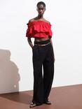 Mango Bellini Ruffle Bandeau Top, Red