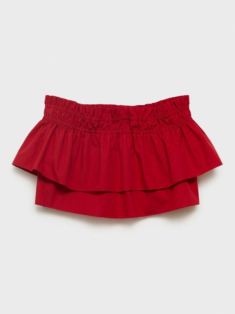 Product image 3 of 7, which shows Mango Bellini Ruffle Bandeau Top, Red, L