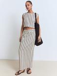 Mango Fred Stripe Pure Linen Top, Light Beige