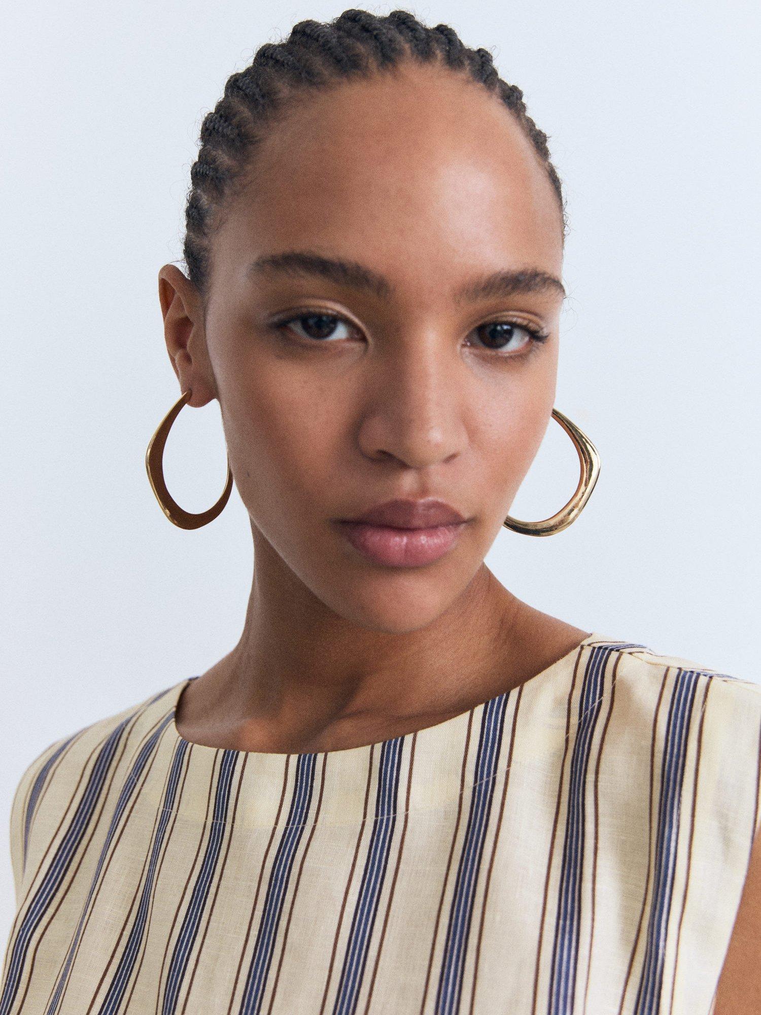 Product image 7 of 8, which shows Mango Fred Stripe Pure Linen Top, Light Beige, XS