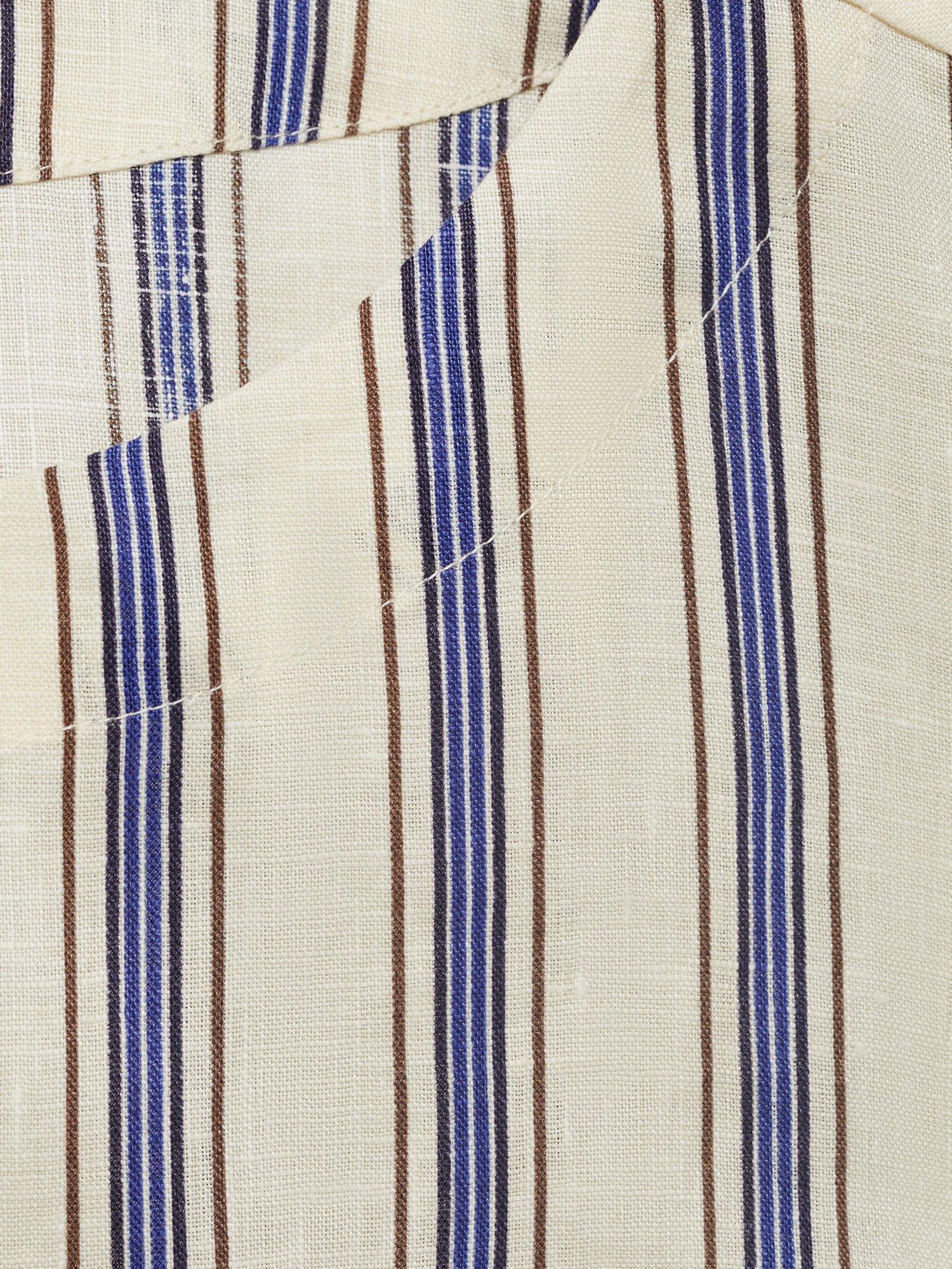 Product image 8 of 8, which shows Mango Fred Stripe Pure Linen Top, Light Beige, XS