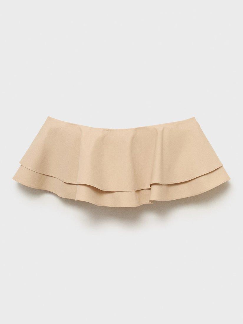Product image 3 of 7, which shows Mango Mojito Ruffle Crop Top, Light Beige, L