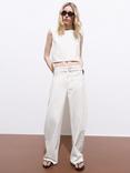 Mango Neri Open Back Buckle Top, Natural White