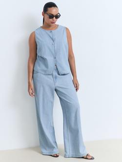 Mango Vionet Denim Waistcoat, Open Blue, Open Blue