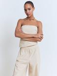 Mango Asymmetric Strapless Top, Light Beige
