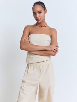 Mango Asymmetric Strapless Top, Light Beige, Light Beige