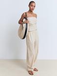Mango Asymmetric Strapless Top, Light Beige