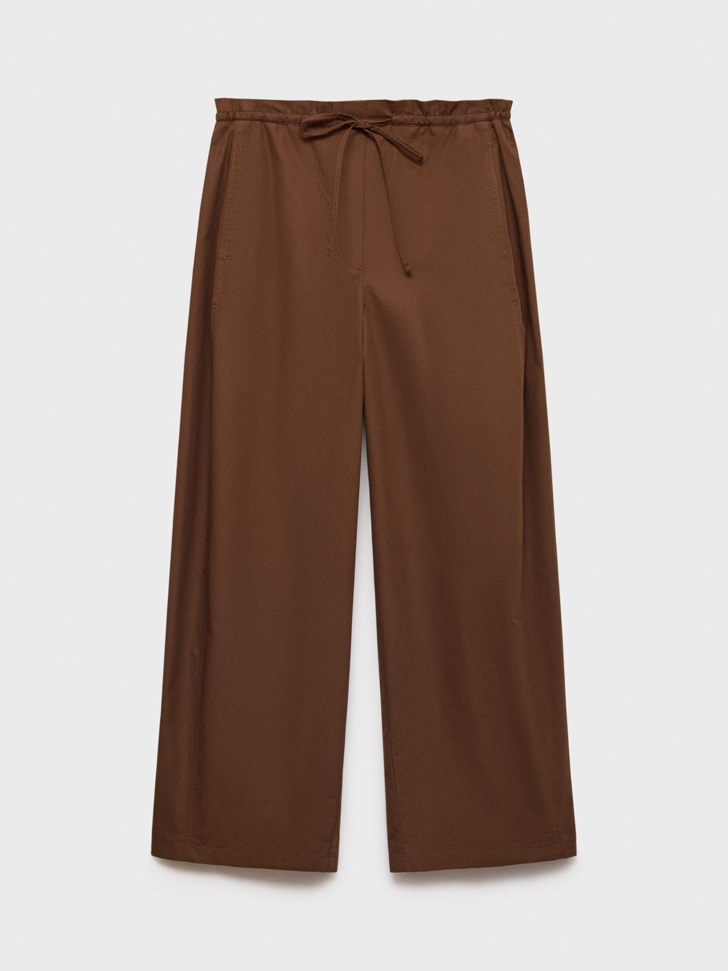 Product image 3 of 7, which shows Mango Lupe Paperbag Waist Trousers, Brown, L