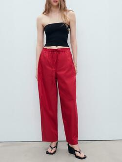 Mango Lupe Paperbag Waist Trousers, Red
