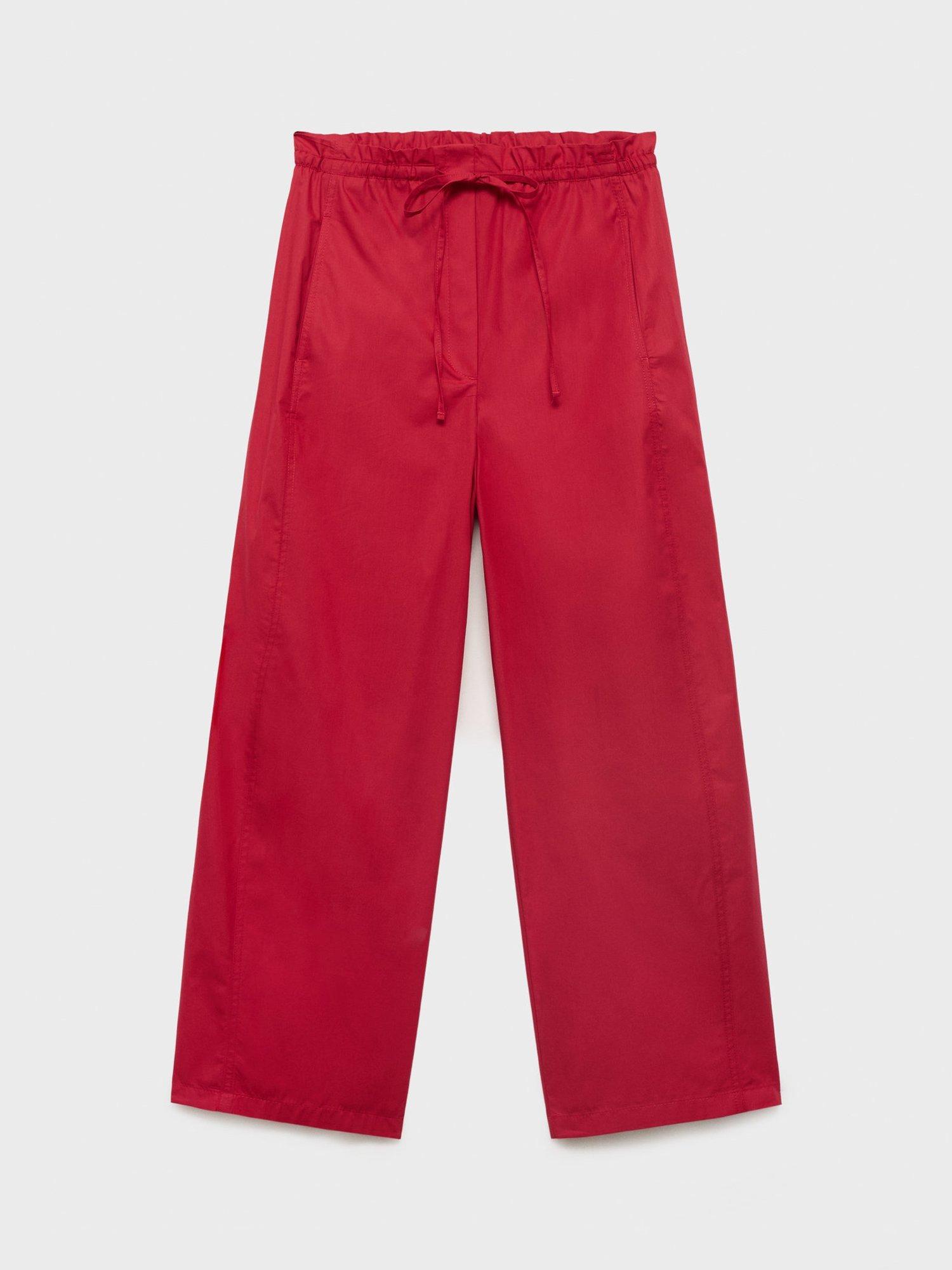 Product image 3 of 8, which shows Mango Lupe Paperbag Waist Trousers, Red, XS