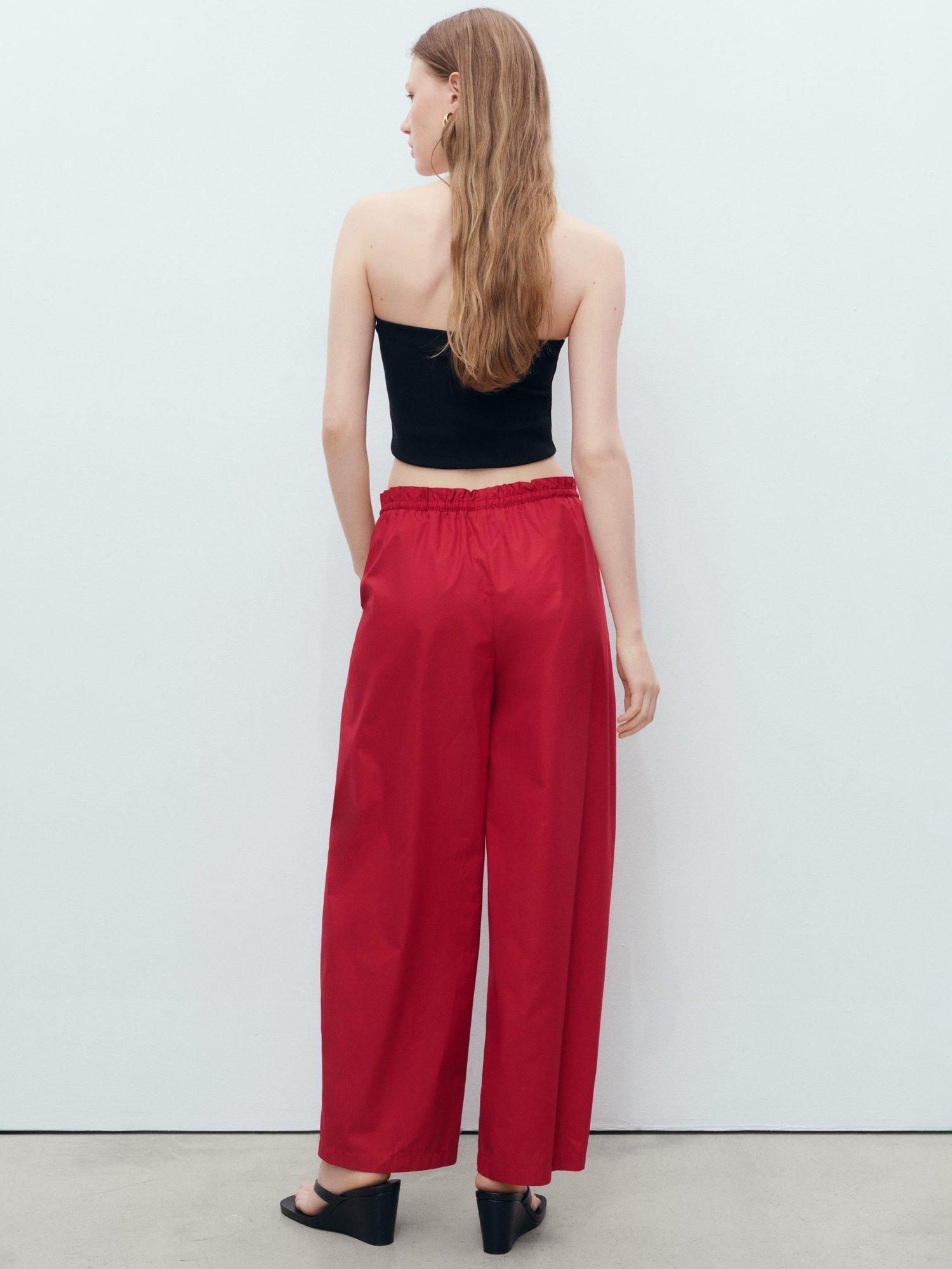 Product image 4 of 8, which shows Mango Lupe Paperbag Waist Trousers, Red, XS
