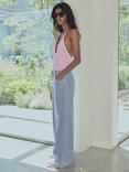 Mango Vionet Wide Leg Denim Trousers, Blue
