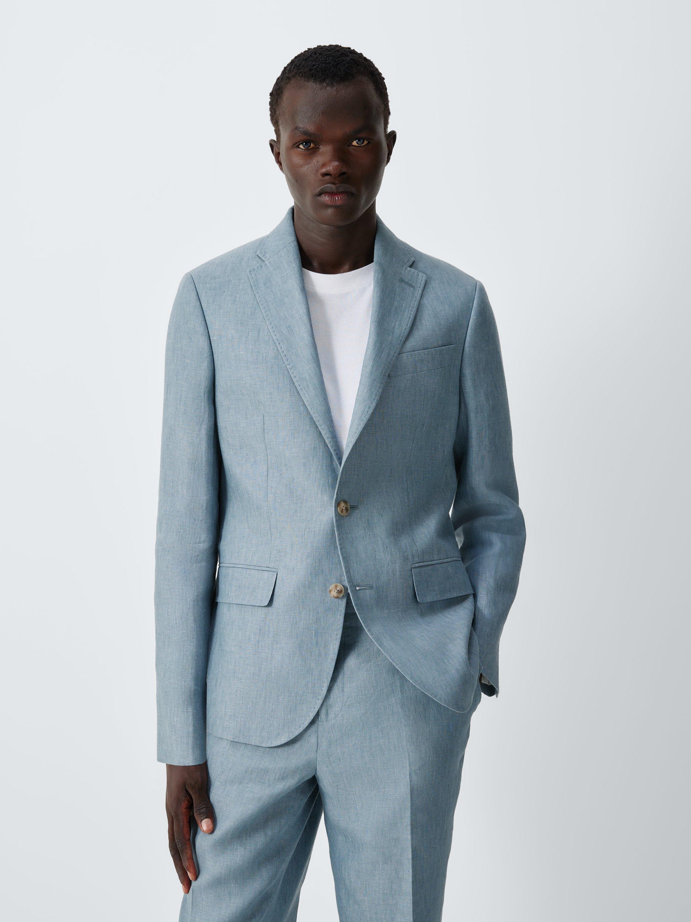 Product image 1 of 7, which shows John Lewis Regular Fit Linen Suit Jacket, Aqua, 36R