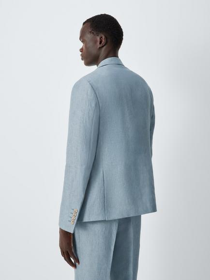 John Lewis Regular Fit Single Breasted Linen Suit Jacket - view 2, Aqua