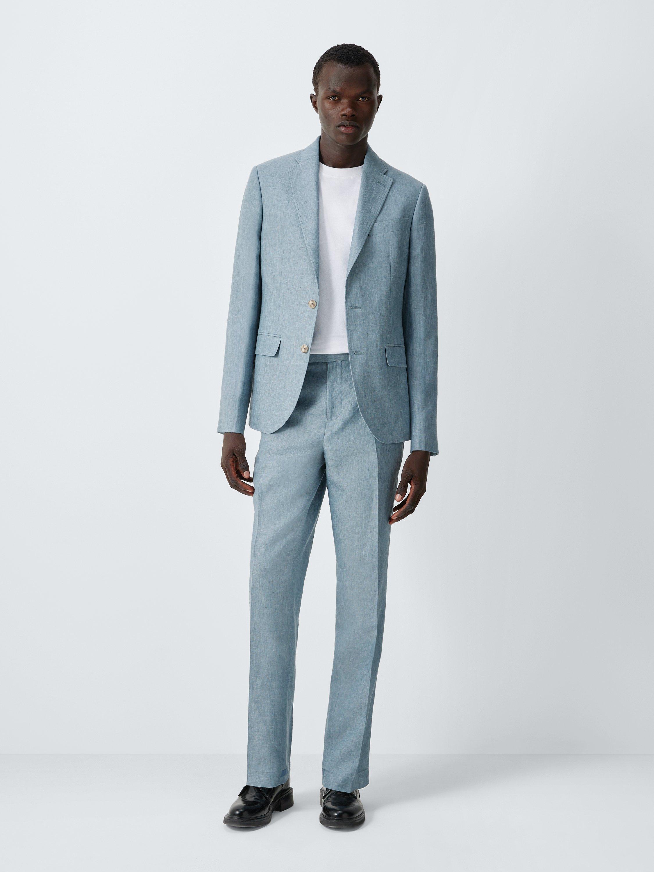 Product image 3 of 7, which shows John Lewis Regular Fit Linen Suit Jacket, Aqua, 36R