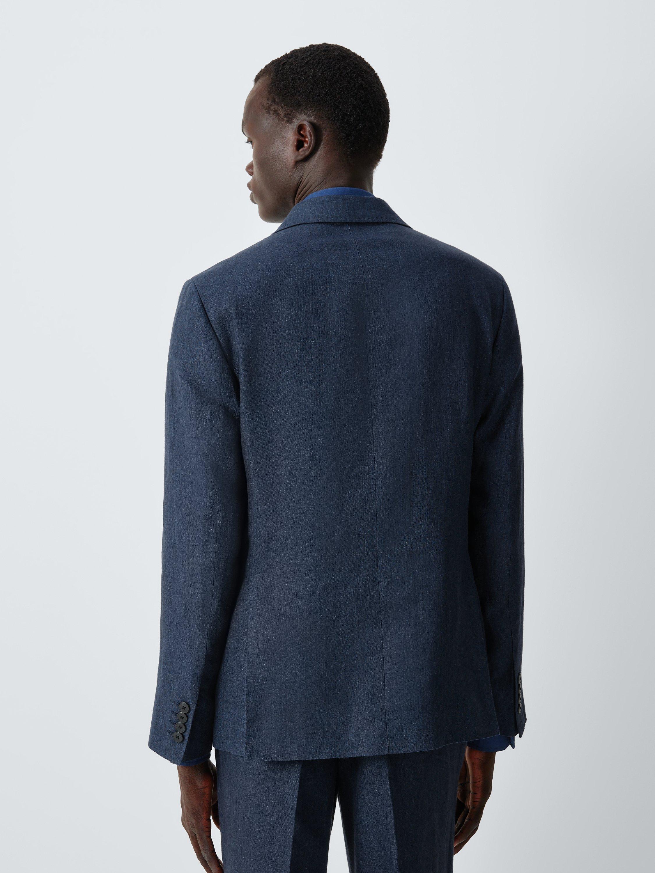 Product image 2 of 7, which shows John Lewis Single Breasted Regular Fit Linen Blazer, Navy, 36R