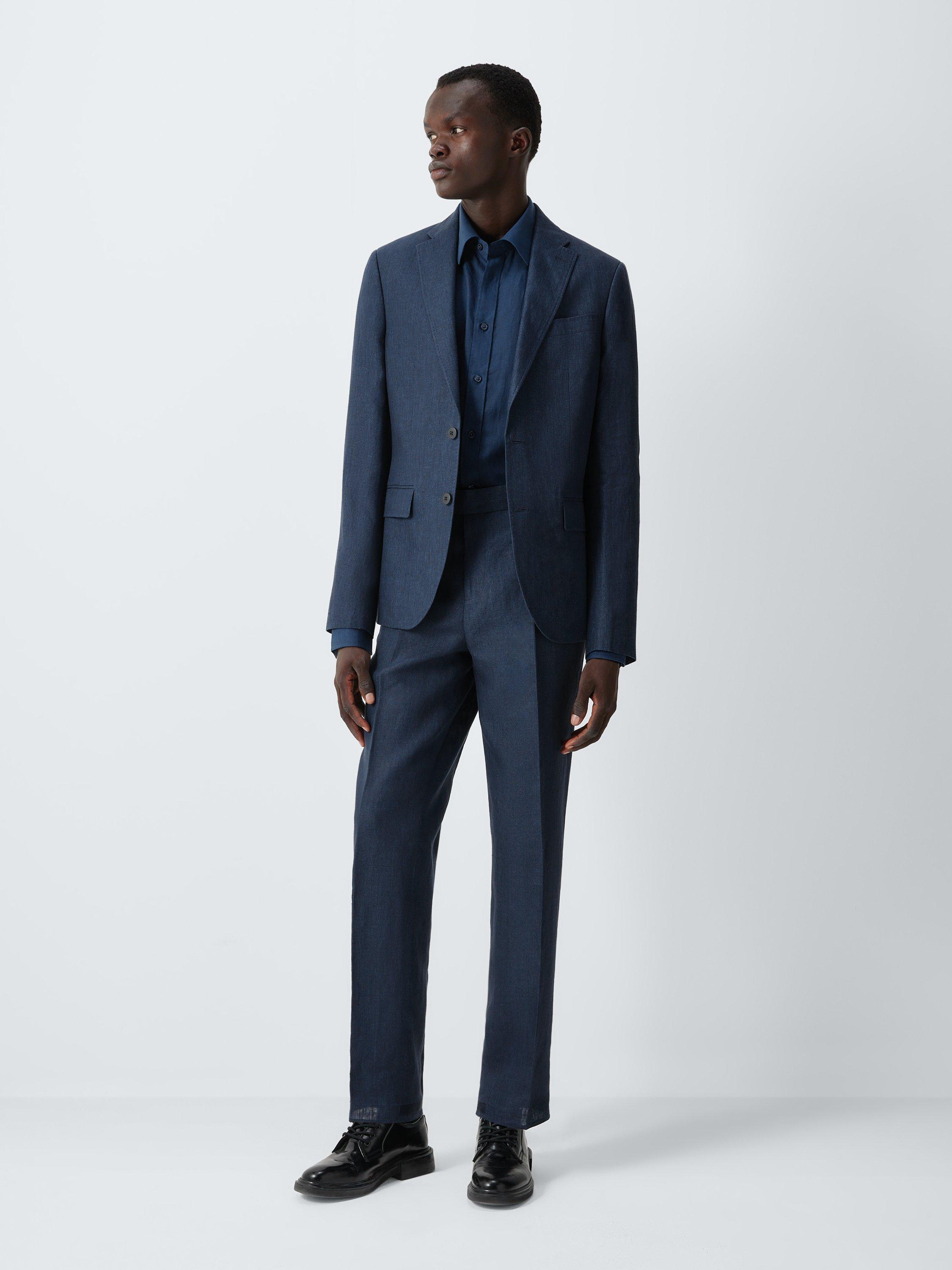 Product image 3 of 7, which shows John Lewis Single Breasted Regular Fit Linen Blazer, Navy, 36R