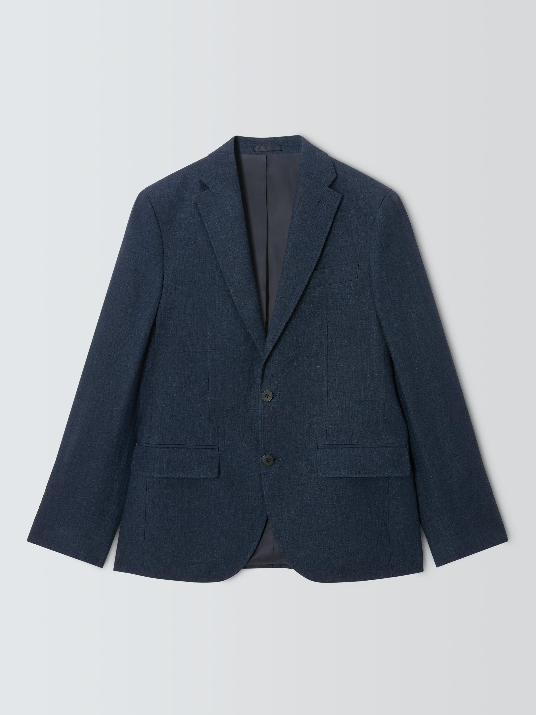Product image 4 of 7, which shows John Lewis Single Breasted Regular Fit Linen Blazer, Navy, 36R