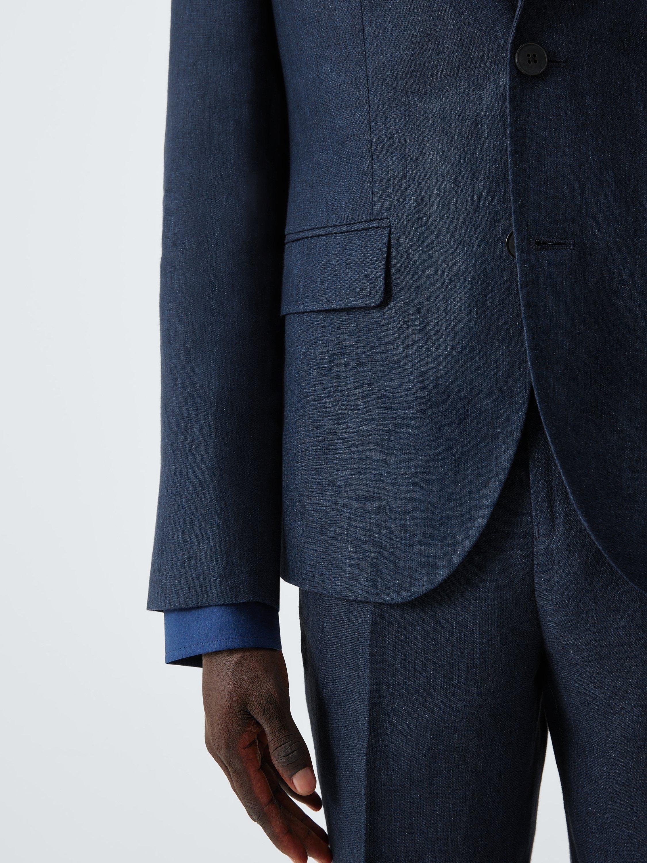 Product image 6 of 7, which shows John Lewis Single Breasted Regular Fit Linen Blazer, Navy, 36R