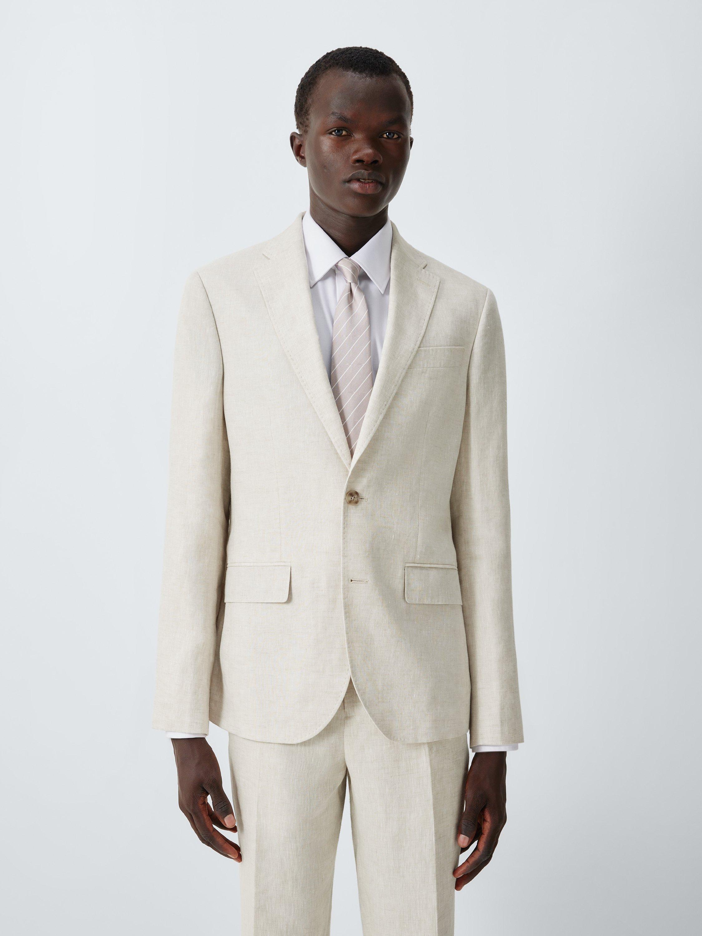 Product image 1 of 7, which shows John Lewis Single Breasted Regular Fit Linen Blazer, Stone, 36R