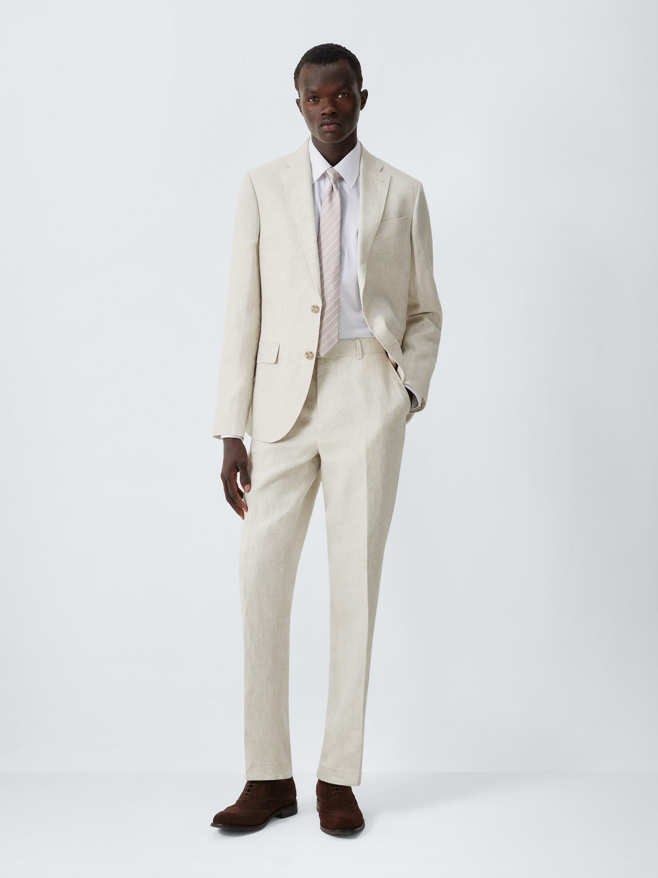 Product image 3 of 7, which shows John Lewis Single Breasted Regular Fit Linen Blazer, Stone, 36R